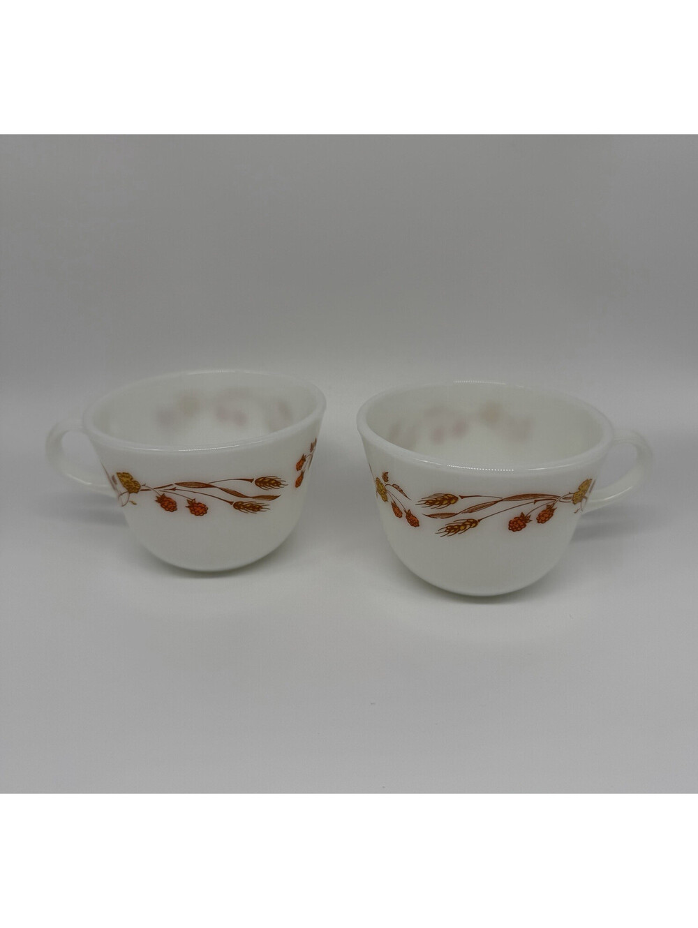 Pyrex Harvest Home Cottagecore Grandmacore Milk Glass Mugs Set of 2 Corning NY